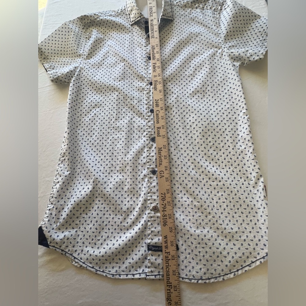 ENGLISH LAUNDRY BUTTON UP DRESS SHIRT WHITE W/ BLUE PATTERNS MENS SIZE MEDIUM - Picture 10 of 12